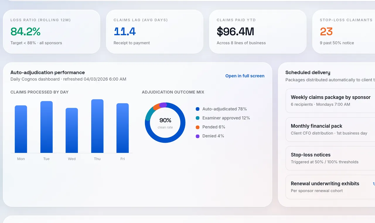 Reporting and analytics screen